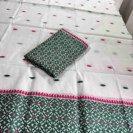 Axomkart WashCotton Xunpaahi Assamese Mekhela Chador - Green